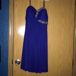 Royal blue strapless homecoming dress
